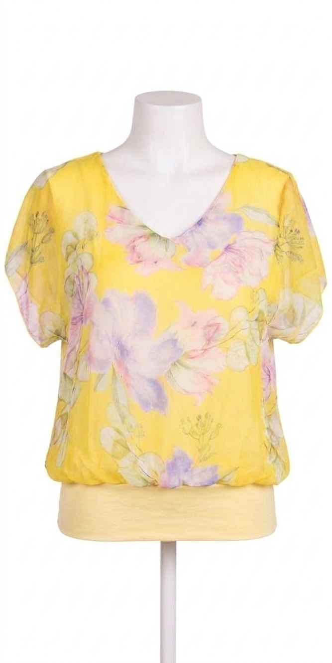 NEW GIGI MODA amante fiore silk top in yellow